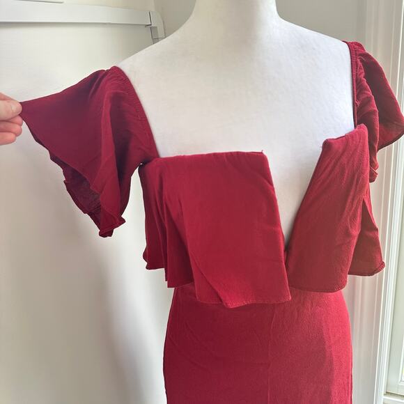 Lovers + Friends Wine Red Romantic Off Shoulder Mini Dress Small - Picture 5 of 9